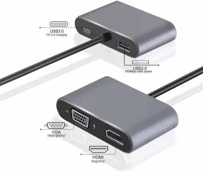 USB-C TO HDTV VGA+USB+PD Adapter
